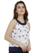 Picture of Printed White Polycrepe Round Neck Casual Tops