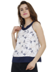 Picture of Printed White Polycrepe Round Neck Casual Tops